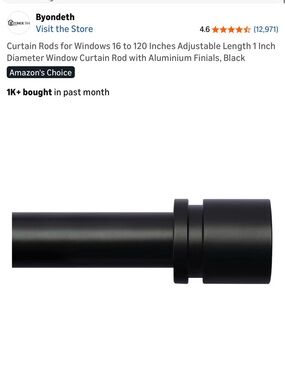Byondeth Window Curtain Rods Black